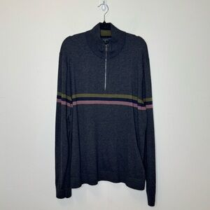 Ted Baker London Allova Charcoal Striped Henley Pullover Size 7 XL